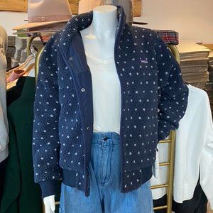 Patagonia Navy and Polka Dot Fleece Bomber